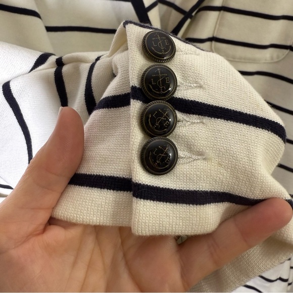 Land’ End Navy Blue White Striped Cotton Knit Nautical Blazer Size 26WP - Picture 4 of 8